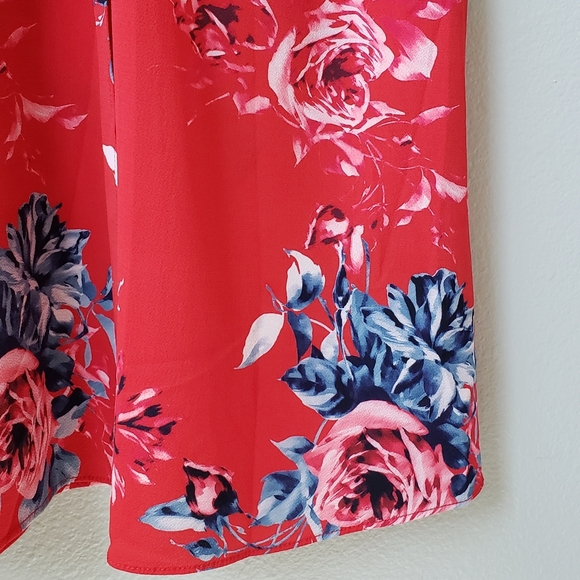 City Chic Red Paris Floral Mini Dress - Picture 6 of 8